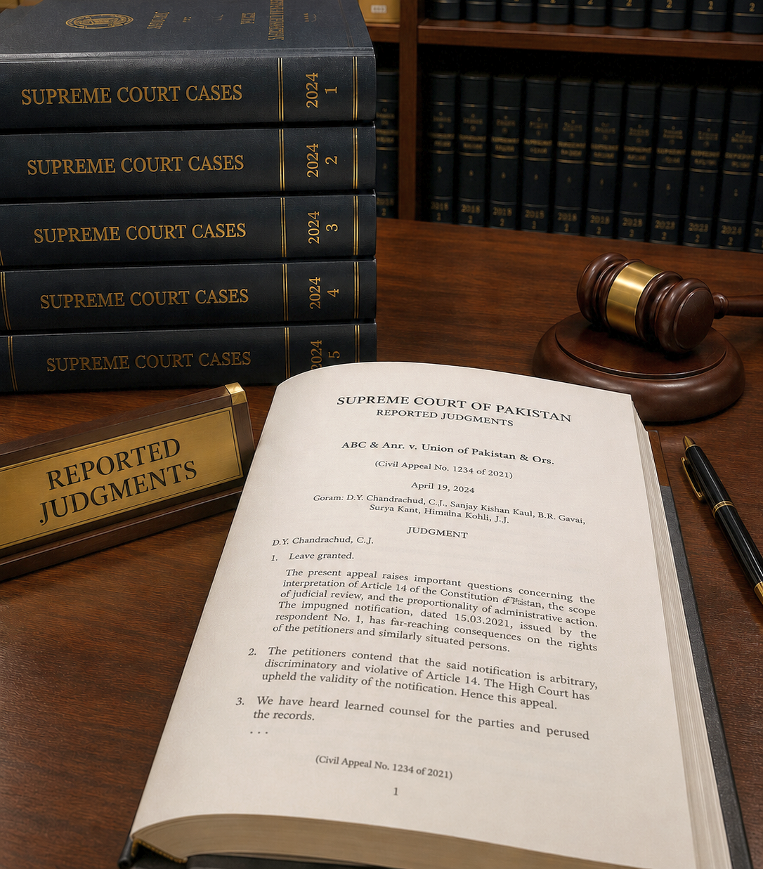 Reported judgments, Supreme Court case books, and judicial gavel